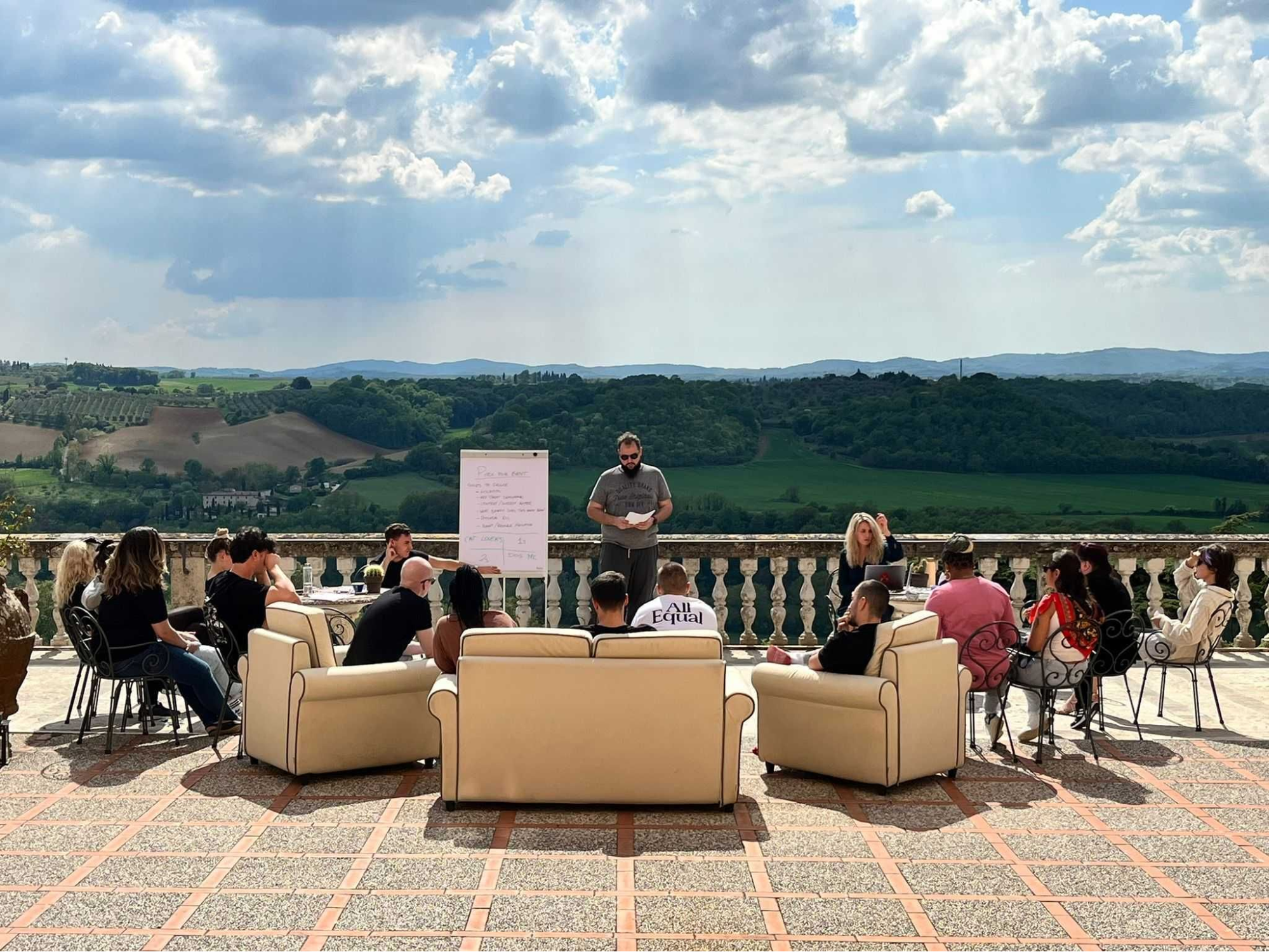 A brainstorm session during Match offsite in Tuscany. Check out mvpmatch.co/careers page to find out more about our benefits!